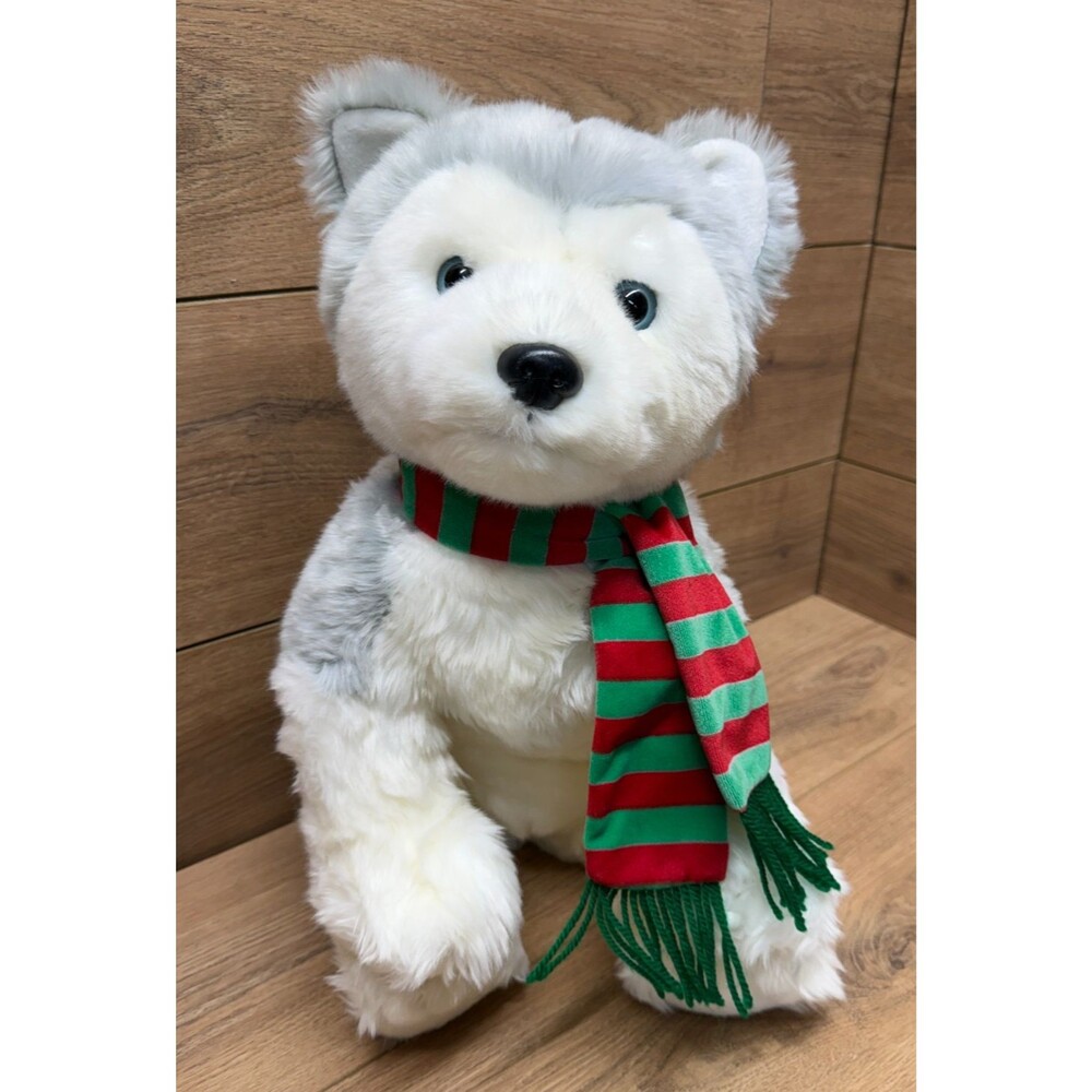 TY Classic Grey Husky Dog Kodi Plush w/ Scarf Stuffed Animal Toy 17" 2004